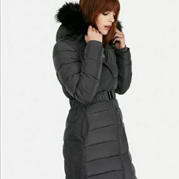 express long belted puffer jacket